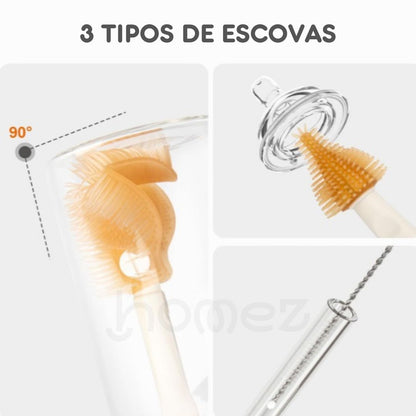 Kit Limpeza de Mamadeiras Portátil (6 peças)